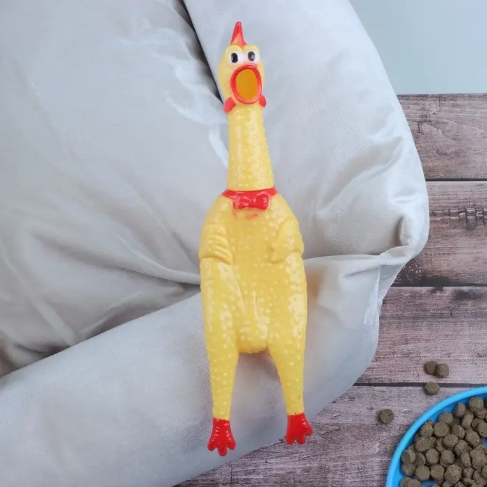 Игрушка для собак &laquo;Задумчивая курица&raquo;, 28 см, пищащая, винил, жёлтая
