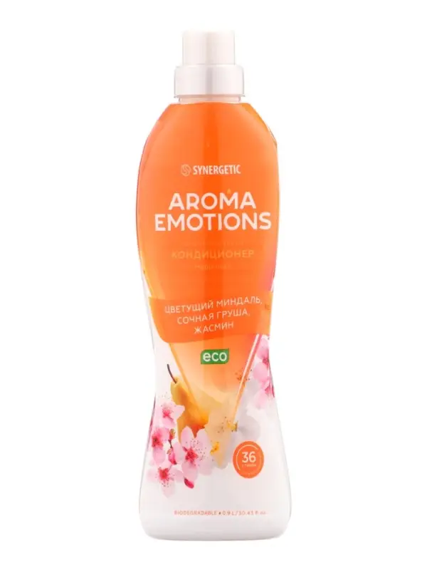 Кондиционер для белья парфюмированный SYNERGETIC миндаль, груша, жасмин, 0,9 л