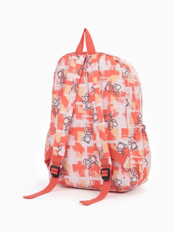 Рюкзак школьный на молнии, с карманами, с принтом, размер 28.5&times;12&times;41 см, оранжевый