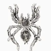 Брошь &laquo;Паук&raquo;, цветочки, серо-зелёная в чернёном серебре