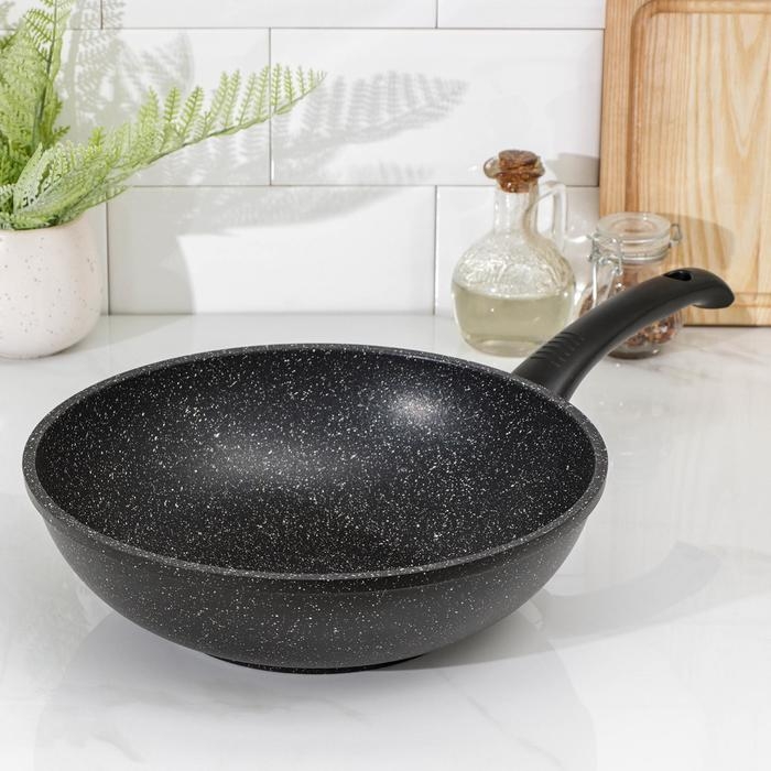 Сковорода - вок Доляна «Элит», d=28 см, антипригарное покрытие, цвет чёрный Сковорода - вок Доляна «Элит», d=28 см, антипригарное покрытие, цвет чёрный