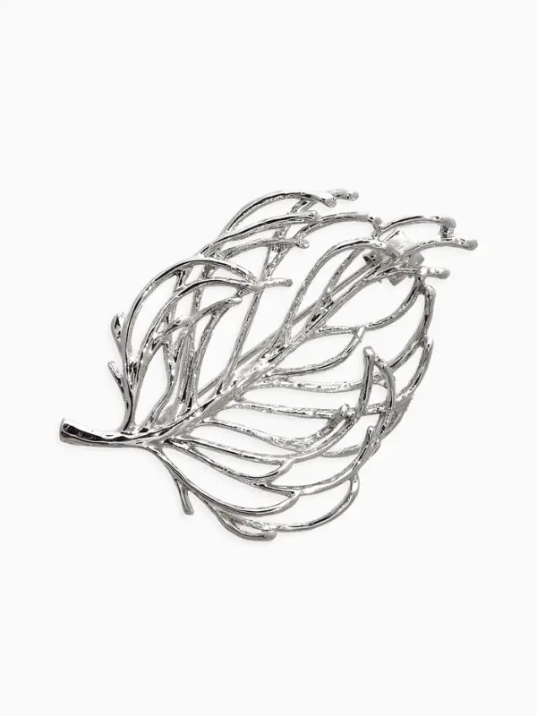 Брошь  Брошь "Лист" веточка, цвет серебро