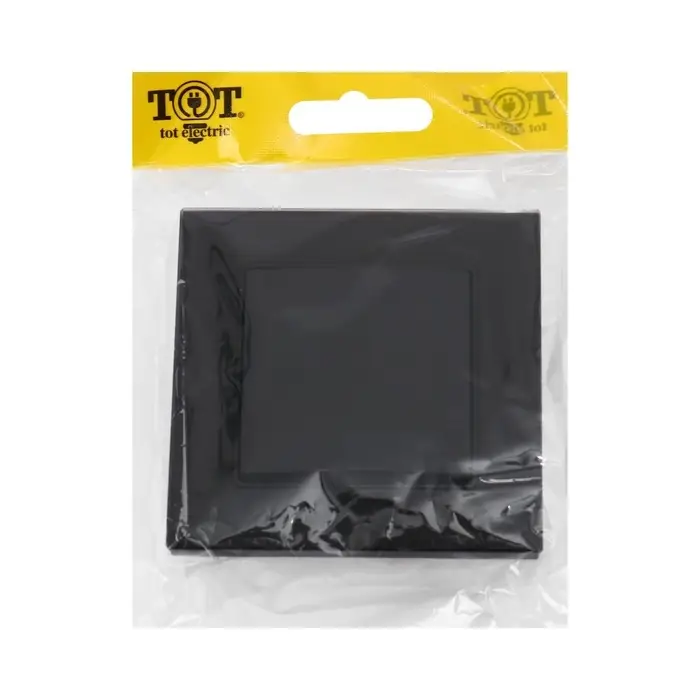 Выключатель проходной TOT Matte Glass, 10 А, 1 клавиша, скрытый монтаж, стеклянная рамка, чёрный