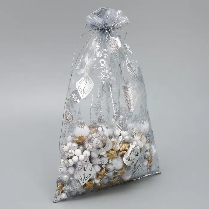Мешочек подарочный органза «Новогодние игрушки», 20 х 30 см +/- 1.5 см Мешочек подарочный органза «Новогодние игрушки», 20 х 30 см +/- 1.5 см
