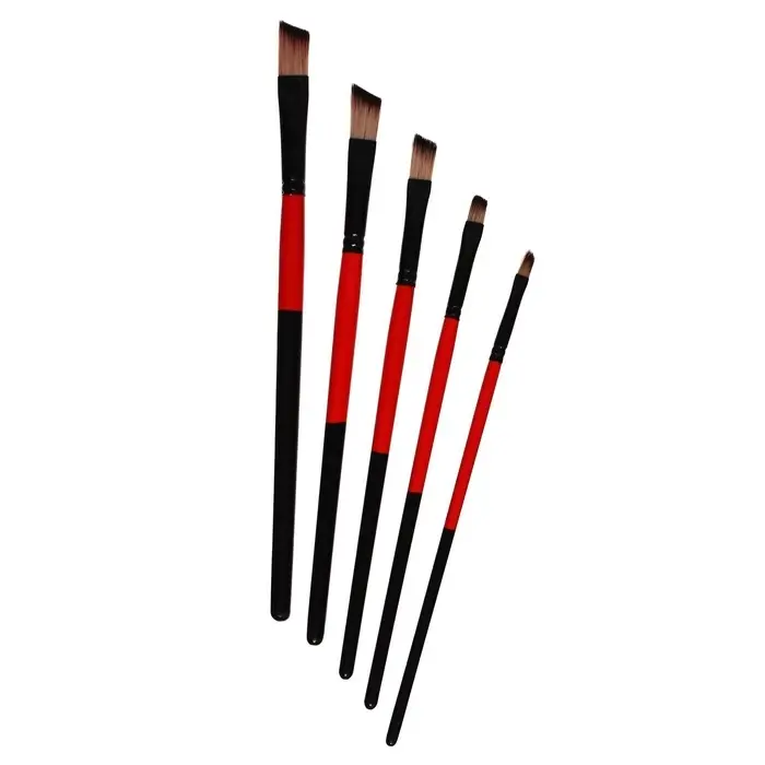 Набор кистей для рисования, нейлон, 5 штук, плоские, скошенные, международный размер