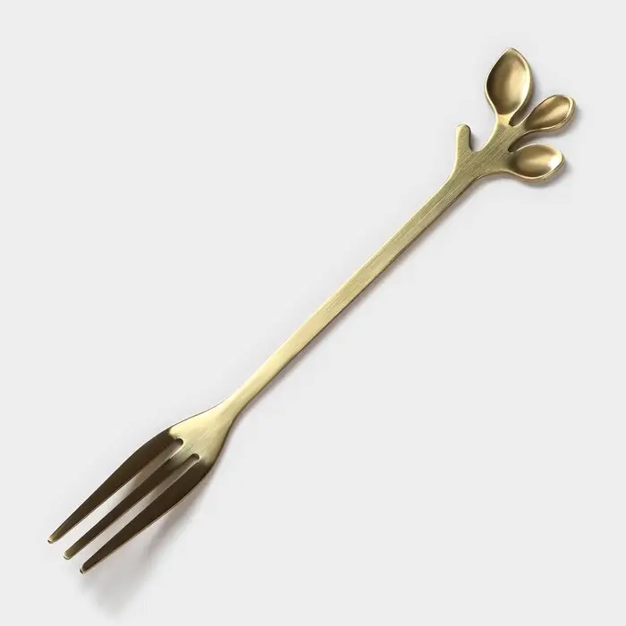 Креманка, 150 мл, d=10 см, с вилкой h=13 см, керамика, бамбук, белая