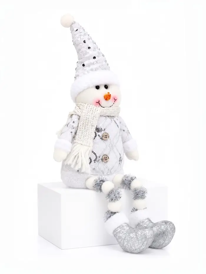 Игрушка мягкая &laquo;Снеговик в костюмчике с пайетками&raquo; 44&times;19 см, серебристо-белый