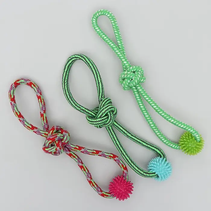 Игрушка канатная &laquo;Массажная&raquo;, с узлом, до 65 г, до 30 см, цвет МИКС