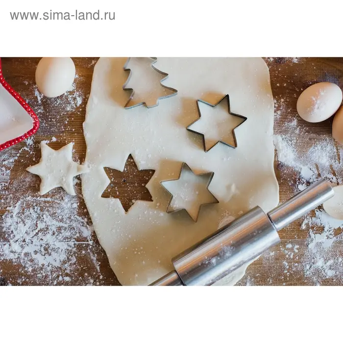 Форма для вырезания печенья новогодняя «Звезда», 6×6×2 см, цвет серебристый Форма для вырезания печенья новогодняя «Звезда», 6×6×2 см, цвет серебристый