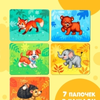 Пазлы палочки «Лесные животные», 5 пазлов, 35 деталей