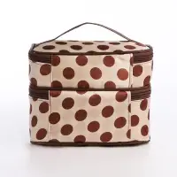 Косметичка дорожная на молнии с ручкой, с 2 отделами, с рисунком, бежевая