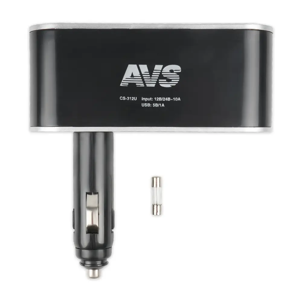 Разветвитель прикуривателя AVS 12/24 (на 3 выхода+USB) CS312U
