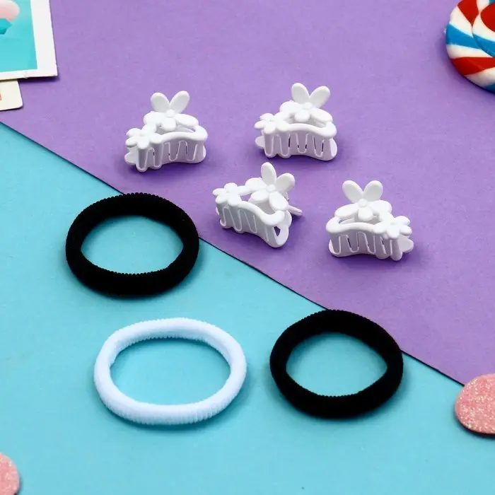 Набор для волос Набор для волос "Галея" (3 резинки 5 см, 4 краба 2,5 см) ромашки дуга, белый