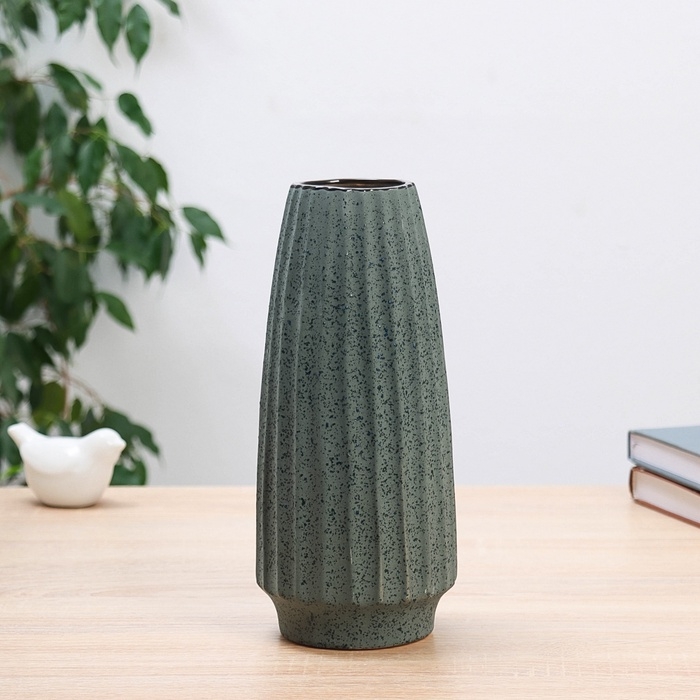 Ваза керамика настольная Ваза керамика настольная "Аластер" грани, 25х11 см, зелёный