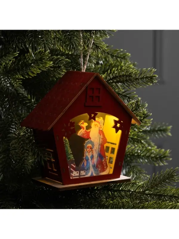 Подвеска световая &laquo;Дед Мороз и Снегурочка&raquo;, 16&times;7&times;15.5 см, 1 LED, от батареек AG10&times;3, свечение тёплое белое