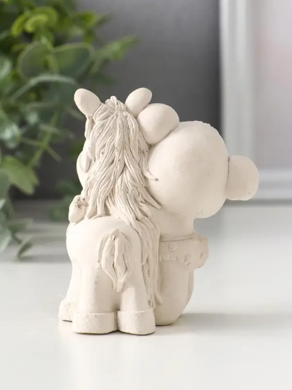 Фигура «Мишка с лошадкой», 8.5×7×6 см, натуральный