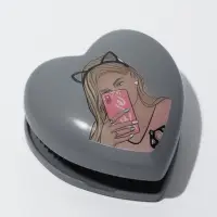 Расчёска массажная &laquo;Сердце&raquo;, складная, 8.5&times;8.5 см, серая