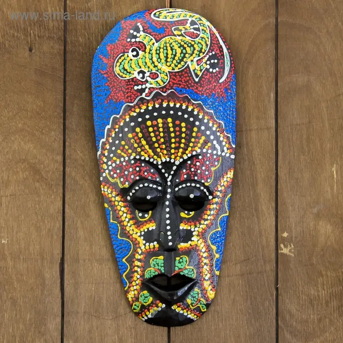 Маска "Абориген ящерица" дерево 3х12х30 см