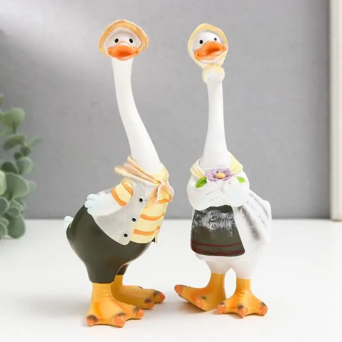 Сувенир полистоун Сувенир полистоун "Гусь с гусыней" набор 2 шт 16,5х7,5х6 см