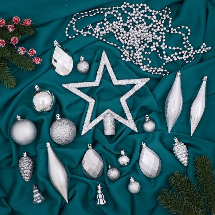 Набор украшений пластик 50 шт Набор украшений пластик 50 шт "Андромеда" серебро