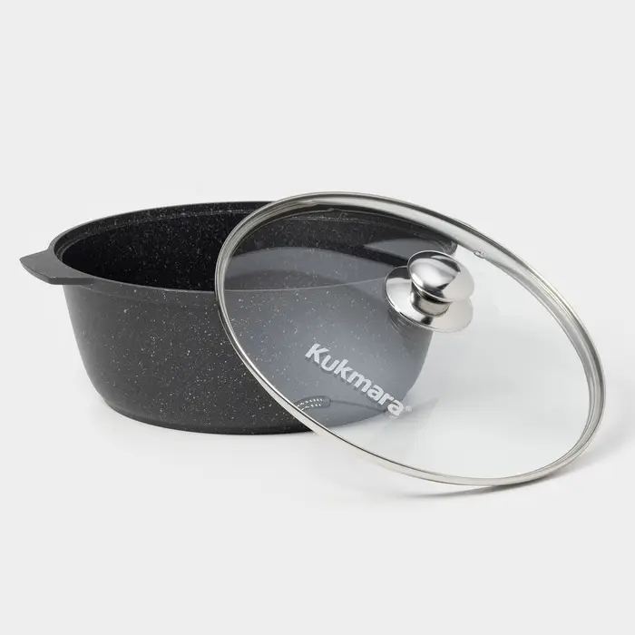 Кастрюля-жаровня KUKMARA, 5 л, d=28 см, антипригарное покрытие, литой алюминий, серая