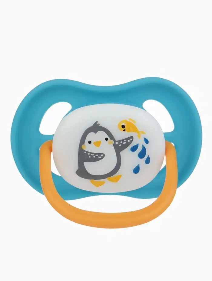 Соска - пустышка ортодонтическая &laquo;Пингвин&raquo;, +6 мес., голубая