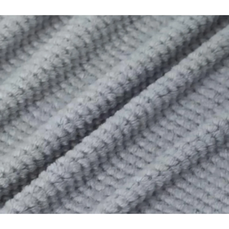 Плед велсофт  200х220см серый рубчик 15-4101 G