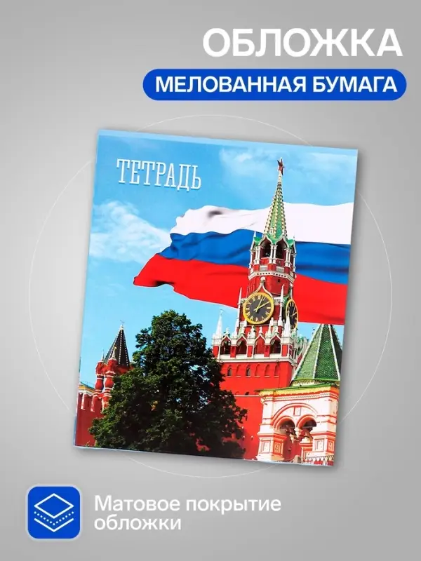 Тетради 48 листов в клетку &laquo;Россия&raquo;, серые листы, 5 штук