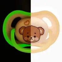 Светящаяся соска-пустышка анатомическая, силикон, от 0 мес., &laquo;Мишка&raquo;, бежевая