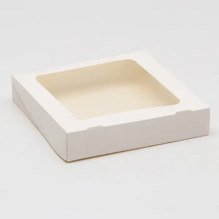 Контейнер на вынос, с окном, белый, упаковка, 20 х 20 х 4 см