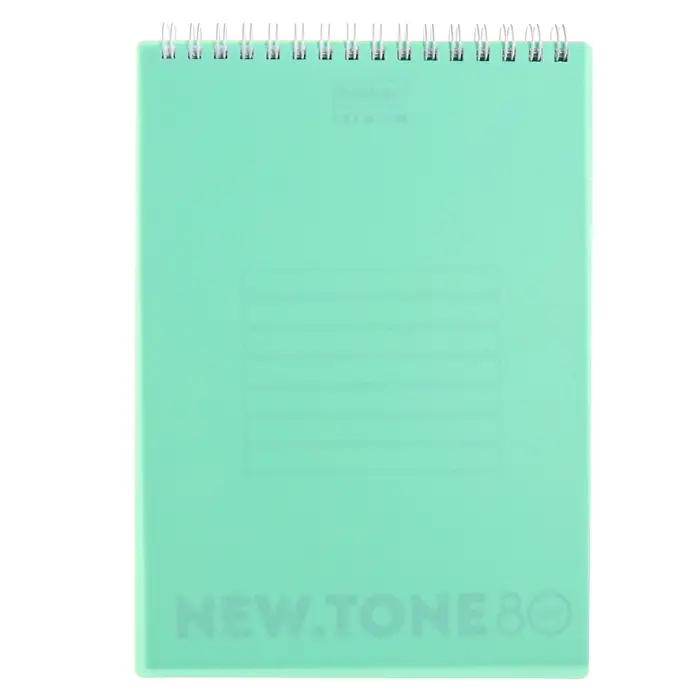 Блокнот А5 80 листов, в клетку, на гребне, NEWtone PASTEL МЯТА, пластиковая обложка, блок 80 г/м2, МИКС