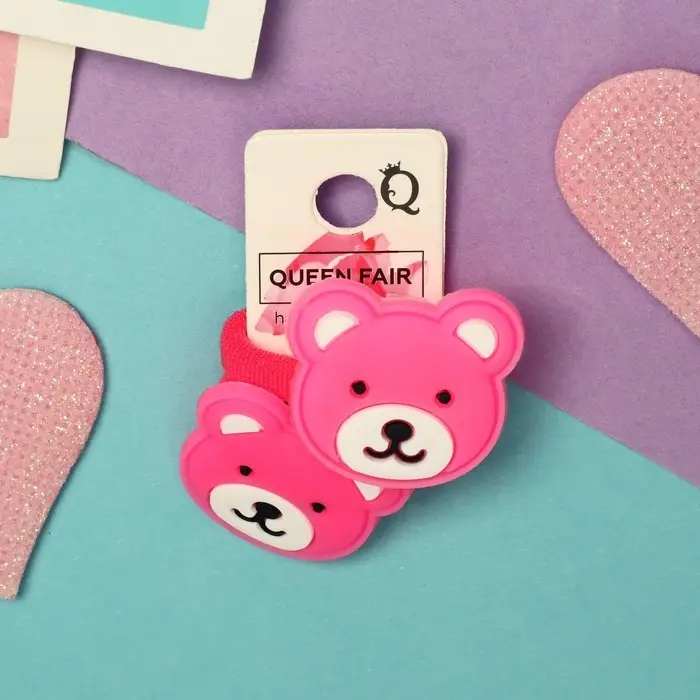 Резинка для волос  Резинка для волос "Крошка" (набор 2 шт) мишка,3 см ,ярко розовый