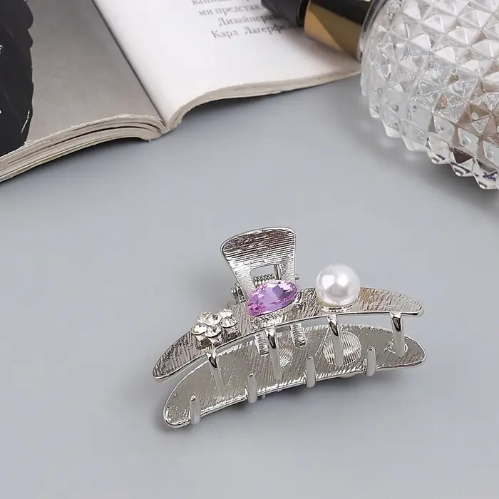 Крабик для волос &laquo;Либерти галант&raquo;, дуга, 6 см, серебристый