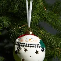 Ёлочный шар с подсветкой &laquo;Снеговик&raquo;, 10&times;8.6&times;8.6 см, 1 LED, керамика, от батареек LR44&times;3, керамика, свечение тёплое белое