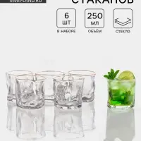Стаканы IceBar.Gold, 250 мл, 8&times;7.7 см, набор 6 шт., с золотой отводкой, стекло, прозрачные