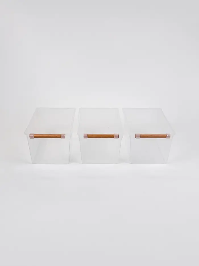 Корзины для хранения Wood Fusion, набор 3 шт.: 33&times;18&times;14 см, пластик, буковое дерево