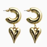 Серьги "Новый стиль", сердечки, цвет золото d2,5см