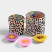 Набор свечей &laquo;Сандал. Жасмин&raquo;, 5 шт., 2 подсвечника