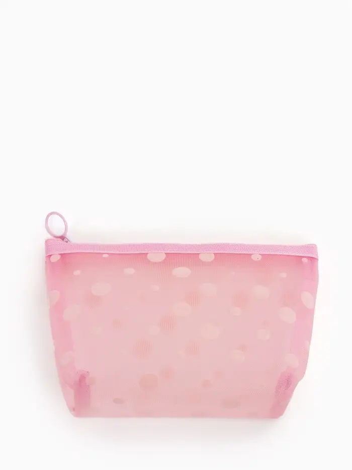 Косметичка дор Горох, сетка 17*6,5*13,5, отд на молнии, розовый