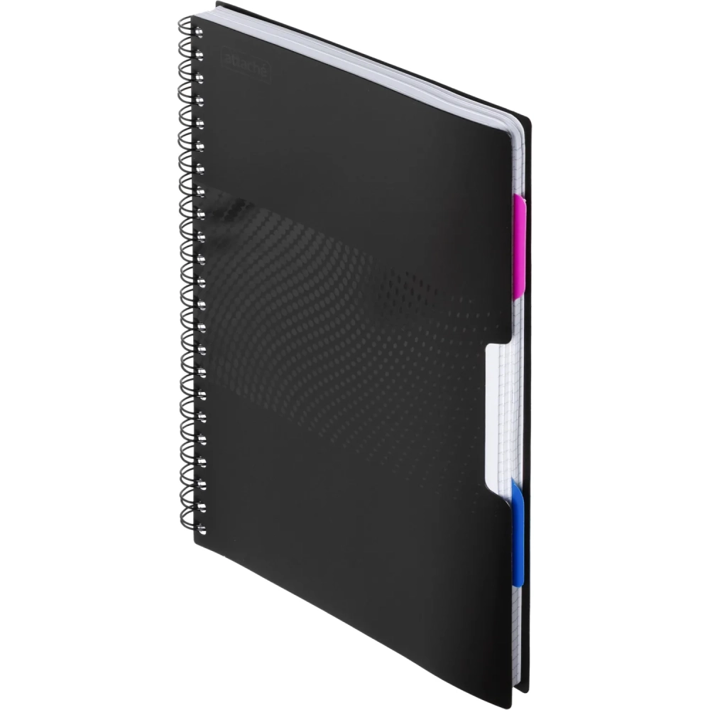 Бизнес-тетрадь А4,140л,кл,спир,пласn.обл,2разд Attache DIGITAL черн 876745