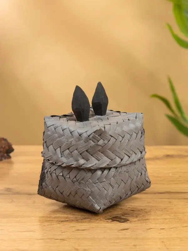 Корзинка &laquo;Кот&raquo;, 8&times;8&times;13 см, бамбук, серая