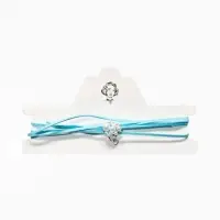 Чокер на нити с кулоном "Жемчуг с кристаллом" L=150см, цвет бело-голубой в серебре