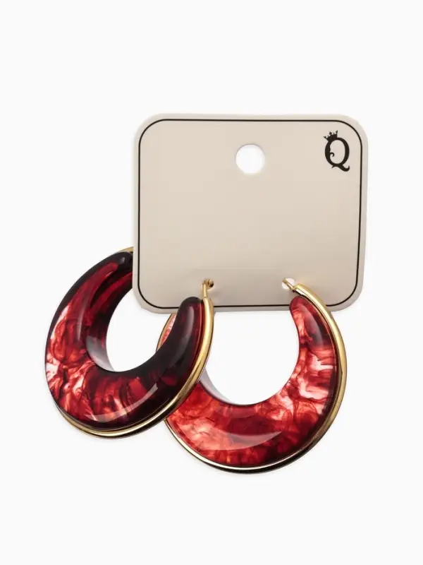 Серьги-кольца акрил &laquo;Тренд&raquo;, бордовые в золоте