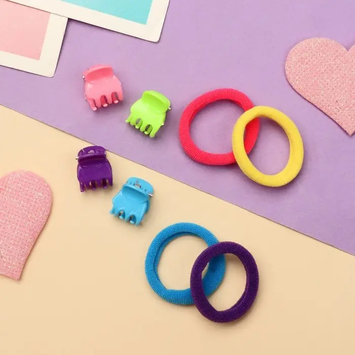 Набор для волос "Бабочка" (4 краба, 4 резинки) яркий глянец