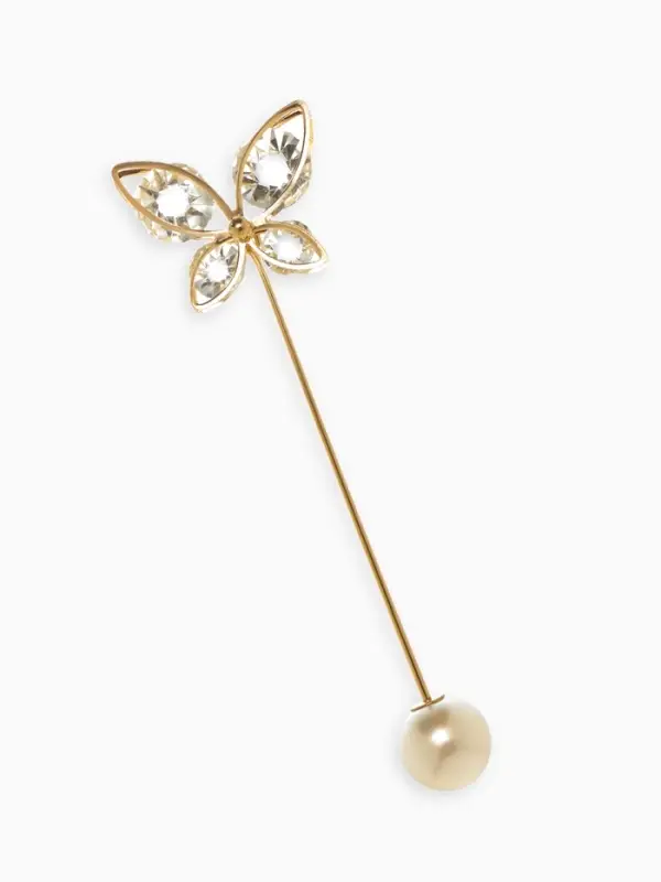 Булавка&laquo; Бабочка объемная&raquo;, 8.5 см, белая в золоте