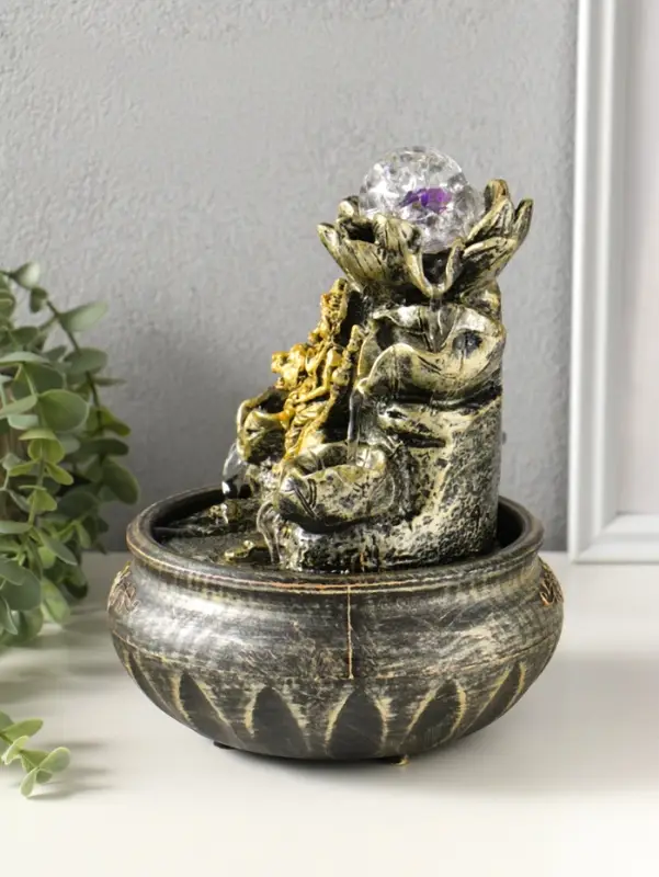 Фонтан настольный от сети, подсветка "Богиня Дурга" 16х16х22 см