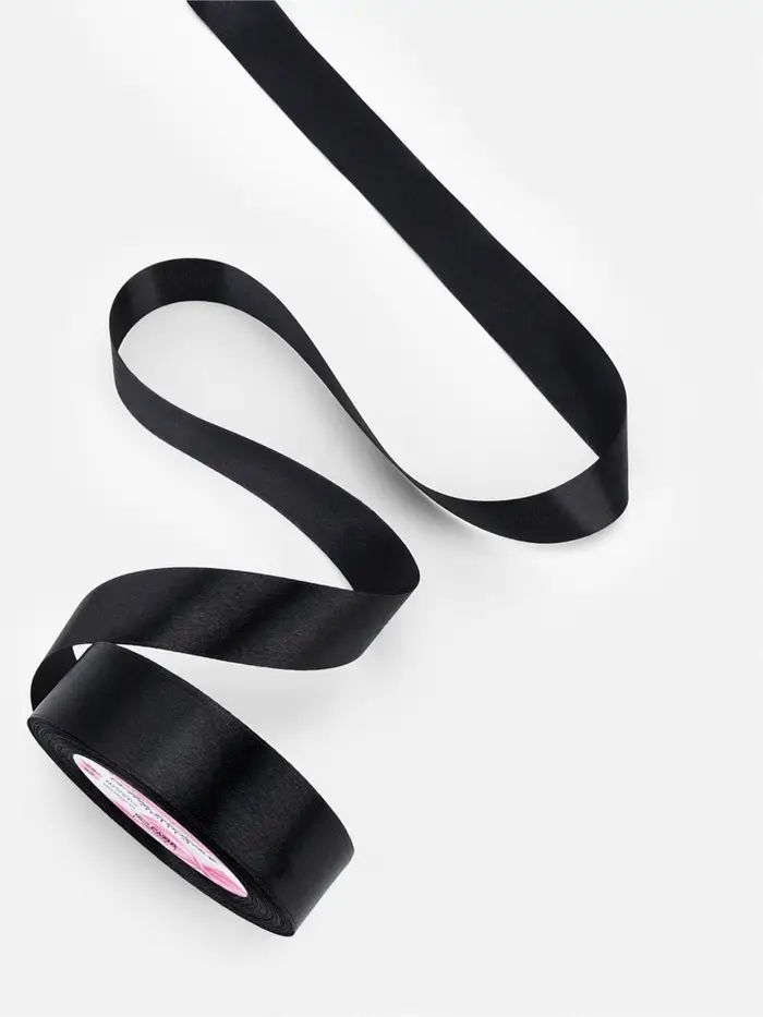 Лента атласная, 25 мм, 23&plusmn;1 м, чёрная №39