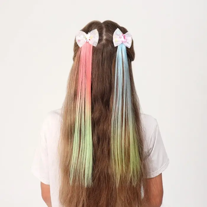 Локон накладной «Бантик», прямой волос, на заколке, 32 см, цвет МИКС