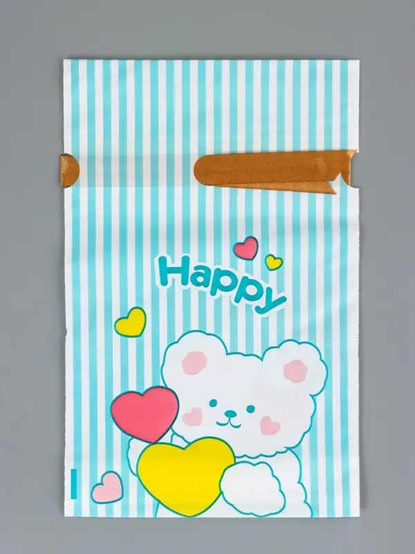 Пакет полиэтиленовый подарочный с лентой, Пакет полиэтиленовый подарочный с лентой, "Счастье", 13 х 23 см