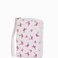 Кошелёк на молнии, 12&times;1.5&times;9 см, с принтом, белый/розовый